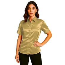 Satin Short Sleeve Button Down Shirt | Button Down Nightwear S-3XL | 41 Colors S107