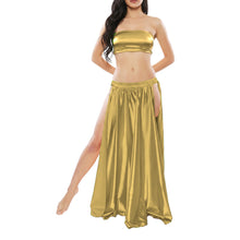 Satin Belly Dance Side Cut Skirt | Slit Flow Costume Plus Size | 41 Colors S1
