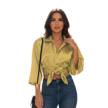 Satin Button Down Crop Top | High-Shine Shirt S-3XL | 41 Colors S116