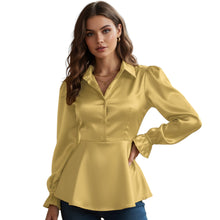 Satin Victorian Button-Down Shirt | Long Sleeve Blouse S-3XL S86