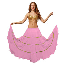16 Yard 4-Tier Belly Dance Skirt with Gold Trim | Tribal Fusion Gypsy C5