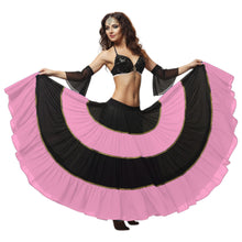 16 Yard 4-Tier Belly Dance 2-Color Skirt with Gold Trim | Tribal Fusion Gypsy C6