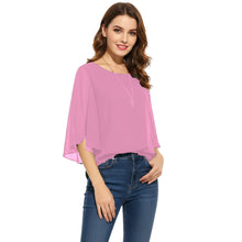 Chiffon Round Neck Top | Sheer Casual Blouse S-5XL | 30 Colors C52