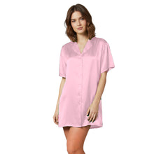 Satin Night Wear Long Shirt | Loose Sleep Shirt Dress S-3XL | 41 Colors S111