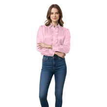 Pink Satin Vintage Blouse, cute retro button down.