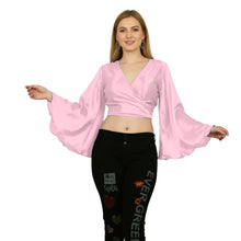 Pink Satin Back Tie Blouse, cute ruffle crop top.