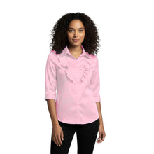 Pink Satin 3/4 Sleeve Shirt, cute vintage style blouse.