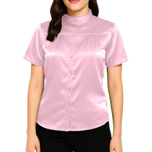 Satin Short Sleeve Button Down Shirt | Chic Blouse S-3XL | 41 Colors S85