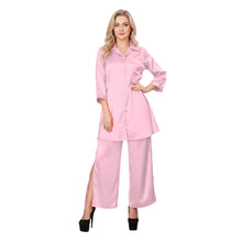 Olive Green Satin Button Down Co-ord, elegant matching set.