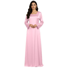 Satin Long Sleeve Modest Gown | Full Length Hijab Dress S-3XL | 41 Colors S121