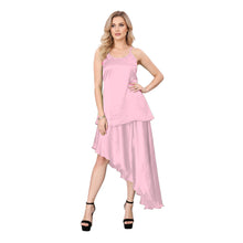 Orange Satin High-Low Costume, vibrant performance top and skirt.