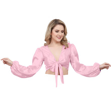 Pink Satin Belly Dance Choli, cute ruffle dance top.