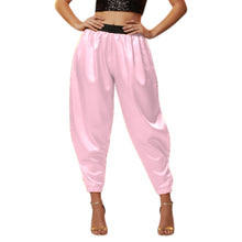 Satin Tapered Party Pants • Plus Size Elastic Waist Trousers • Women's Elegant Night Out Bottoms  S145