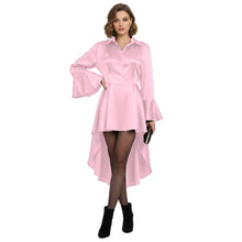 Satin Victorian Long Shirt Dress | Button Down Tunic S-3XL | 41 Colors S113
