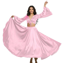 Satin Belly Dance Full Circle Skirt & Ruffle Top Set S-3XL | 41 Colors S76