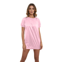 Satin Round Neck T-Shirt | Silky Short Sleeve Top S-3XL | 41 Colors S106