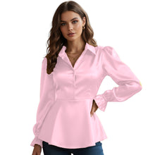 Satin Victorian Button-Down Shirt | Long Sleeve Blouse S-3XL S86