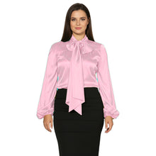Satin Bow Neck Top | Long Sleeve Office Wear Blouse S-3XL | 41 Colors S120