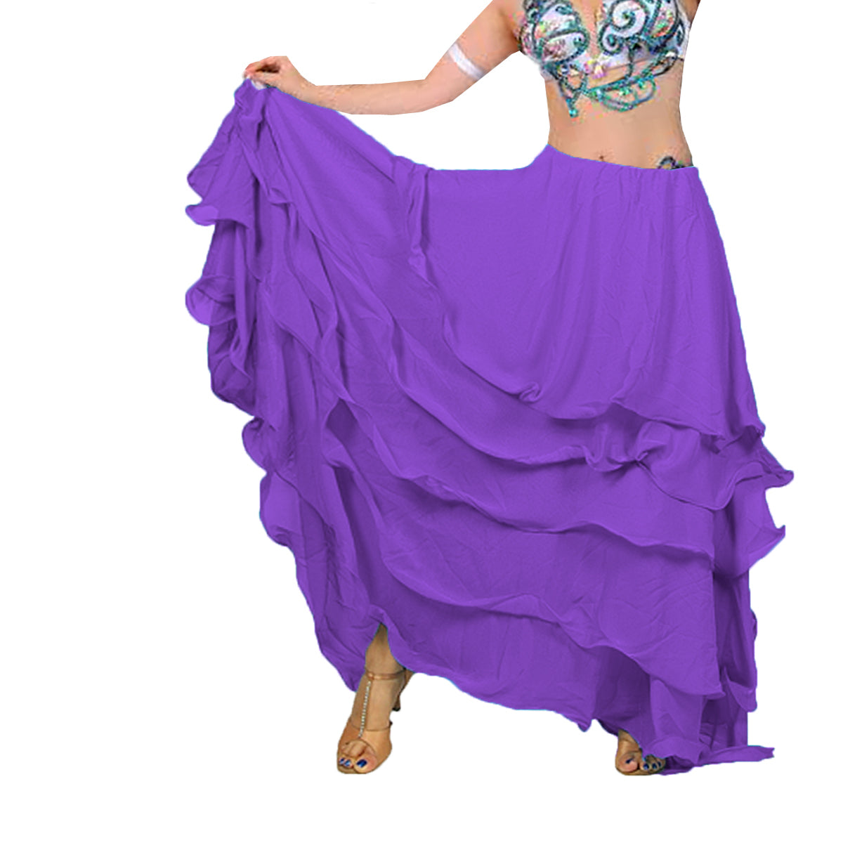 Chiffon 5 layer Belly Dance Skirt C25  - Regular Size 1