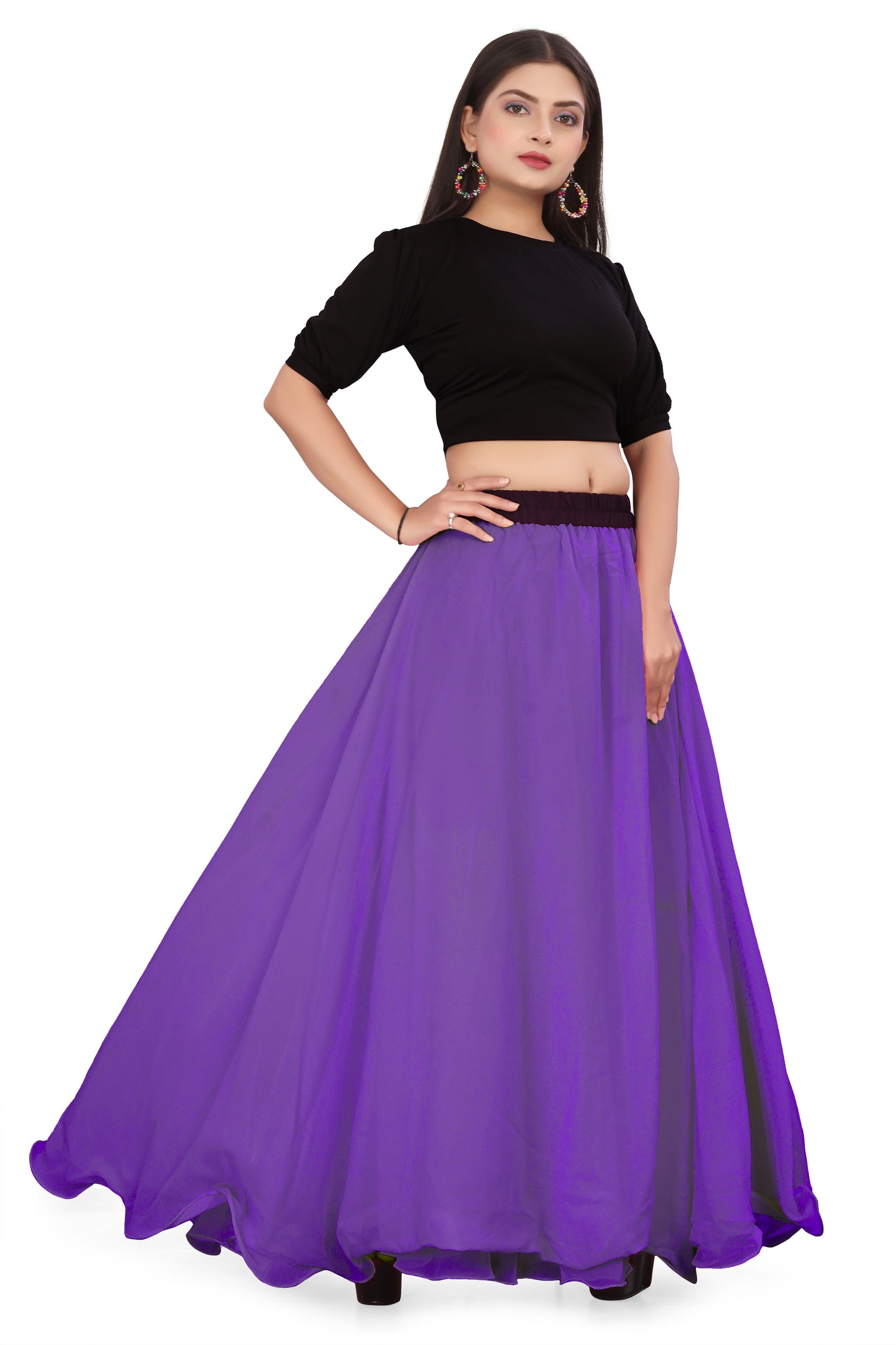 Chiffon Full Circle Belly Dance Skirt C12- Regular Size 1