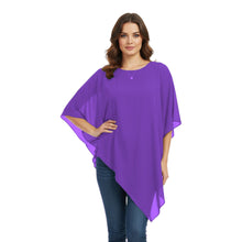 Chiffon Round Neck Fancy Top | Dressy Blouse S-5XL | 30 Colors C59