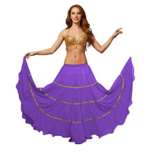16 Yard 4-Tier Belly Dance Skirt with Gold Trim | Tribal Fusion Gypsy C5