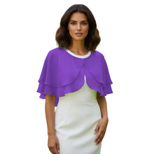 Double Layer Chiffon Peplum Shrug | Solid Color Elegant Evening Bolero | Women's Dressy Cardigan Cover-Up Top C40