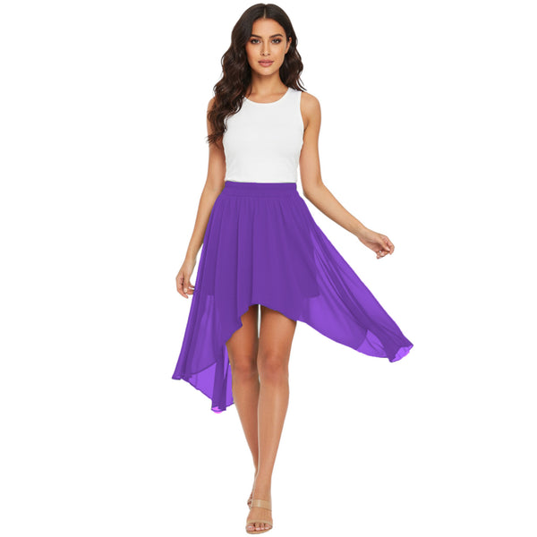 Flowy Chiffon Asymmetrical High-Low Maxi Skirt C38