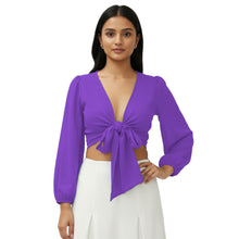 Chiffon Belly Dance Ruffle Top | Elastic Sleeve Self-Tie S-5XL C67