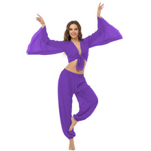 Ultimate Chiffon Belly Dance Costume Set (S-5XL) - 2PC Harem Pant & Ruffle Top | 30 Colors C29