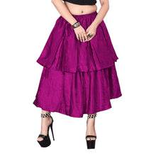 Satin 2 Layer Party wear midi Skirt S101-Regular Size 2