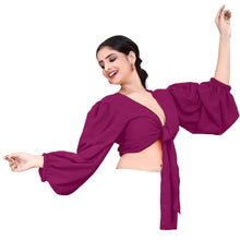 Chiffon Belly Dance Ruffle Top | Flowy Sleeve Choli S-5XL | 30 Colors C72