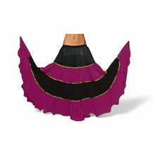 16 Yard 4-Tier Belly Dance 2-Color Skirt with Gold Trim | Tribal Fusion Gypsy C6