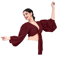 Chiffon Belly Dance Ruffle Top | Flowy Sleeve Choli S-5XL | 30 Colors C72