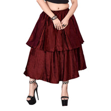 Satin 2 Layer Party wear midi Skirt S101-Regular Size 2