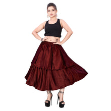 Satin 2 Layer Party wear midi Skirt S101-Regular Size 2