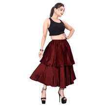 Satin 2 Layer Party wear midi Skirt S101-Regular Size 2