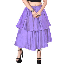 Satin 2 Layer Party wear midi Skirt S101-Regular Size 2