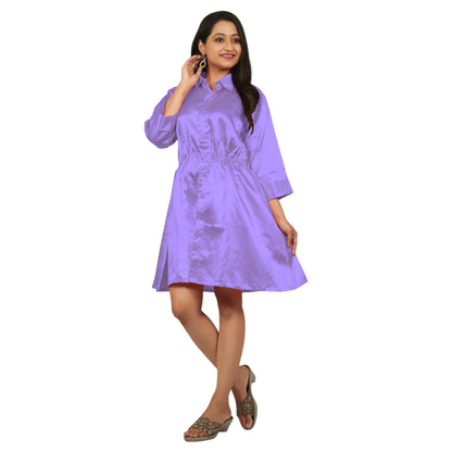 Satin Long Sleeve Button Down Long Shirt Dress S115 - Regular size 1