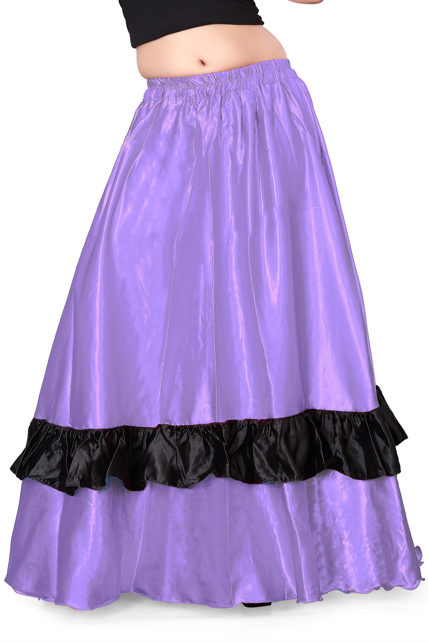 Belly Dance Satin Full Circle Skirt With Frill S33-Regular Size 2