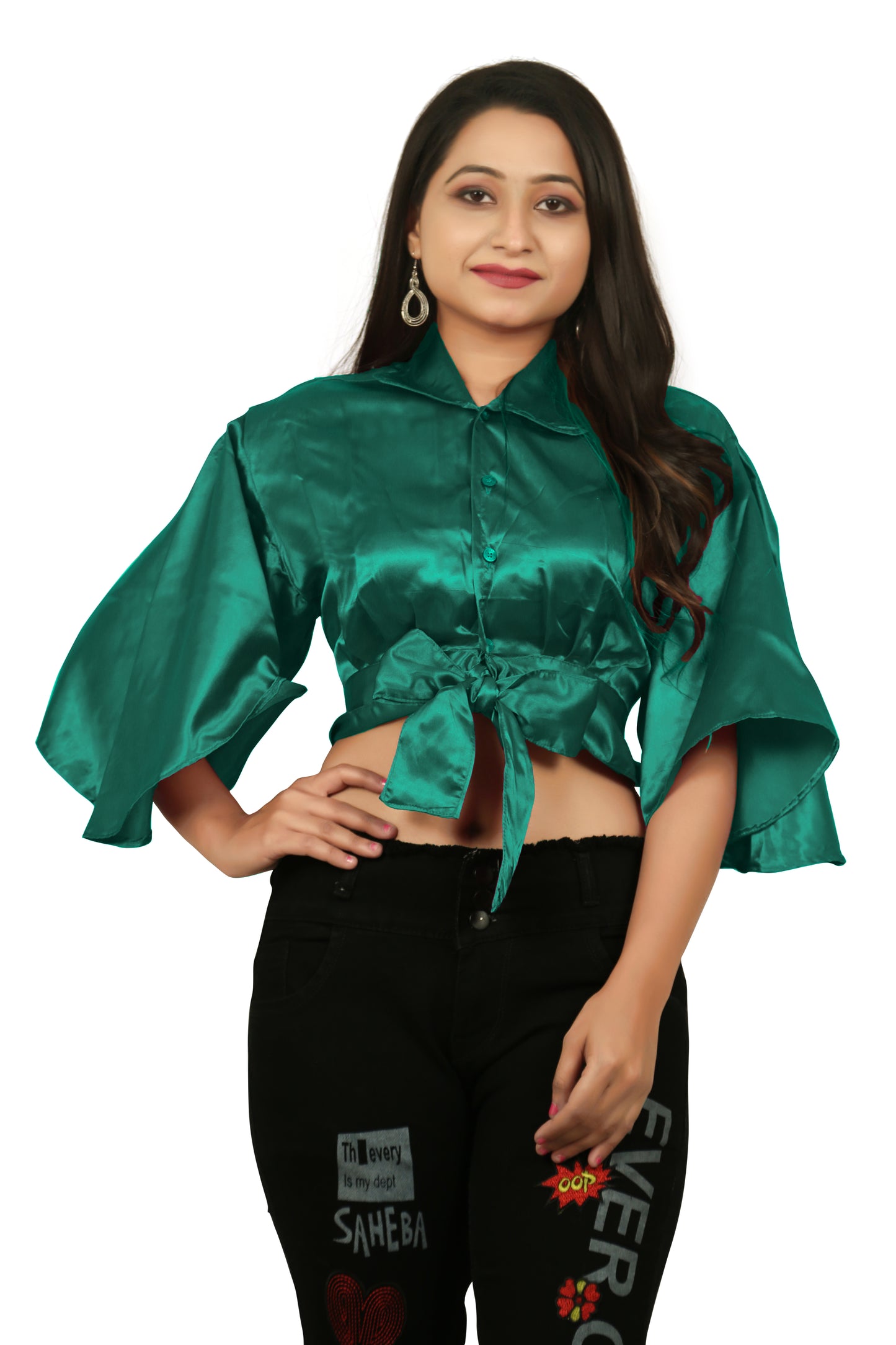 Satin Fancy Top Women Party Wear Top S116-Regular Size 3