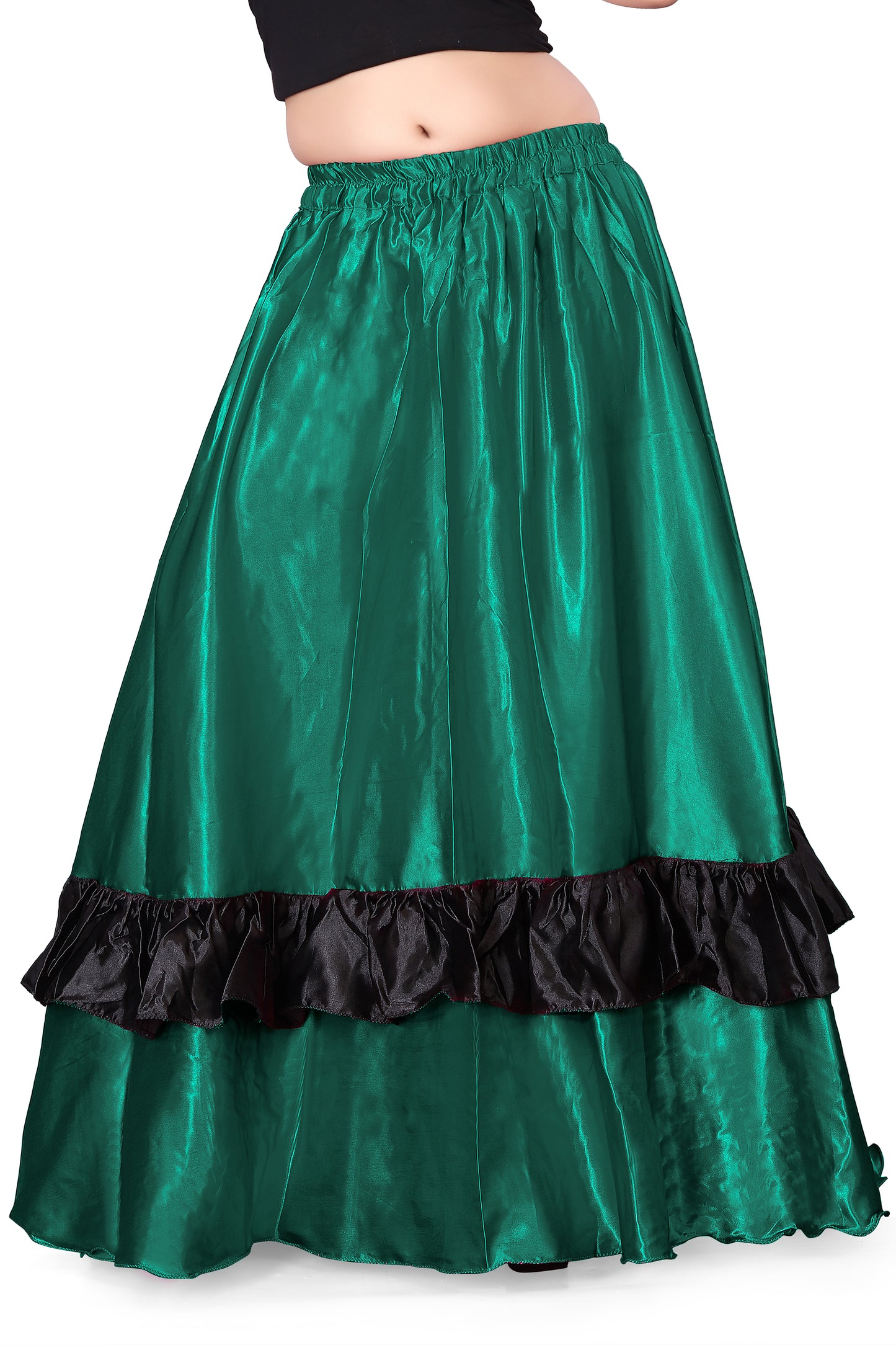 Belly Dance Satin Full Circle Skirt With Frill S33-Regular Size 2