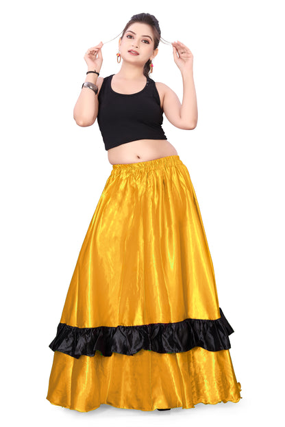 Belly Dance Satin Full Circle Skirt With Frill S33-Regular Size 3