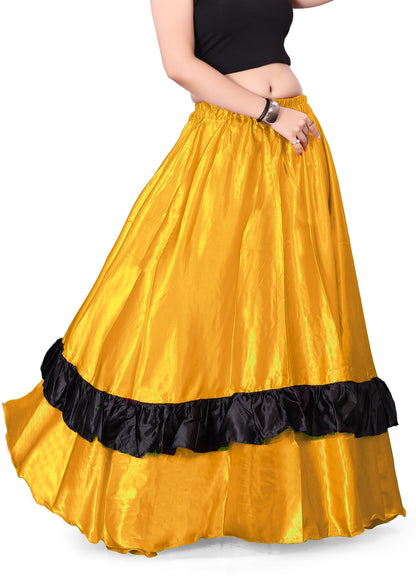 Belly Dance Satin Full Circle Skirt With Frill S33-Regular Size 3