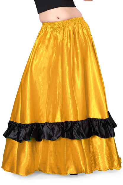 Belly Dance Satin Full Circle Skirt With Frill S33-Regular Size 2