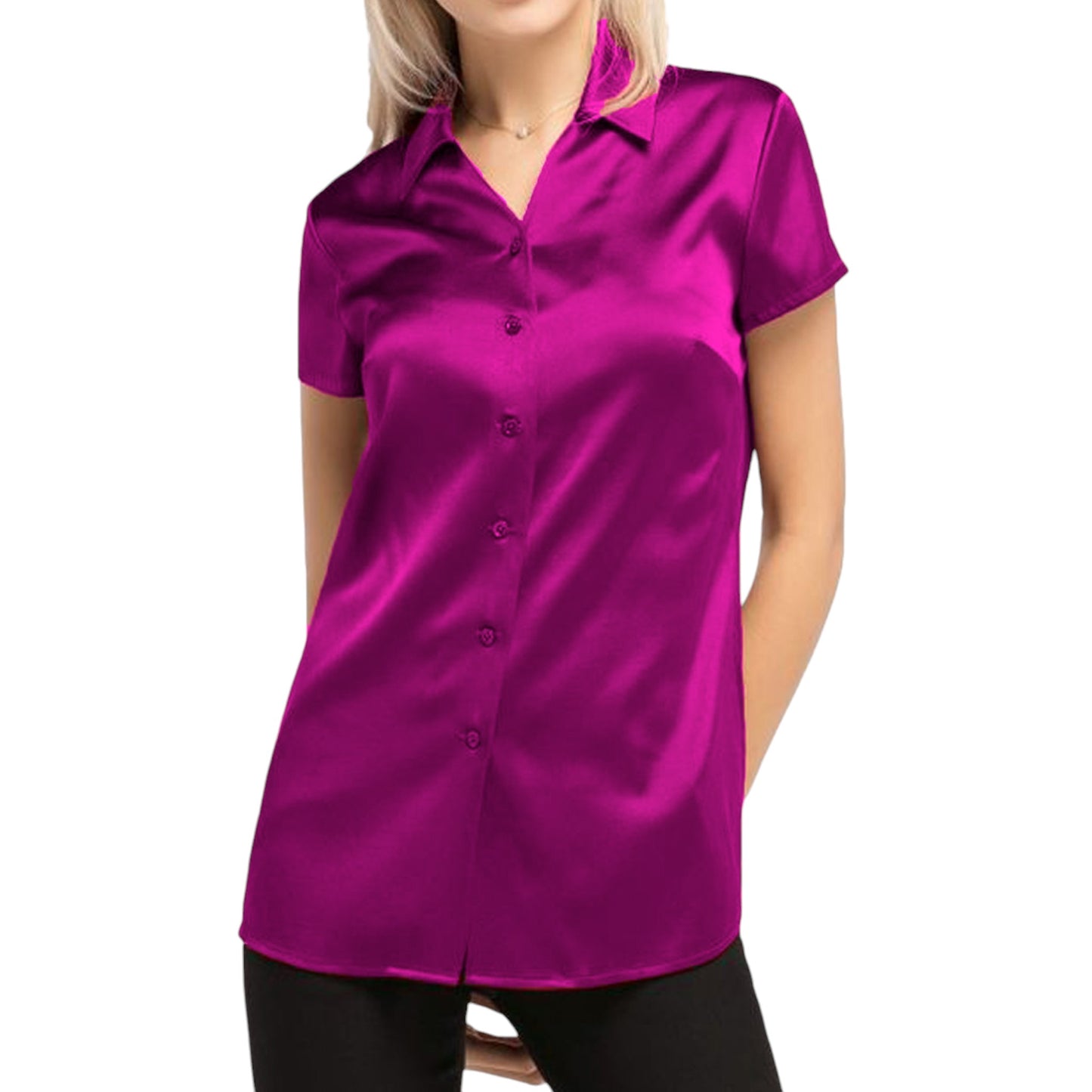 Satin Short Sleeve Shirt S118 - Regular Size 2