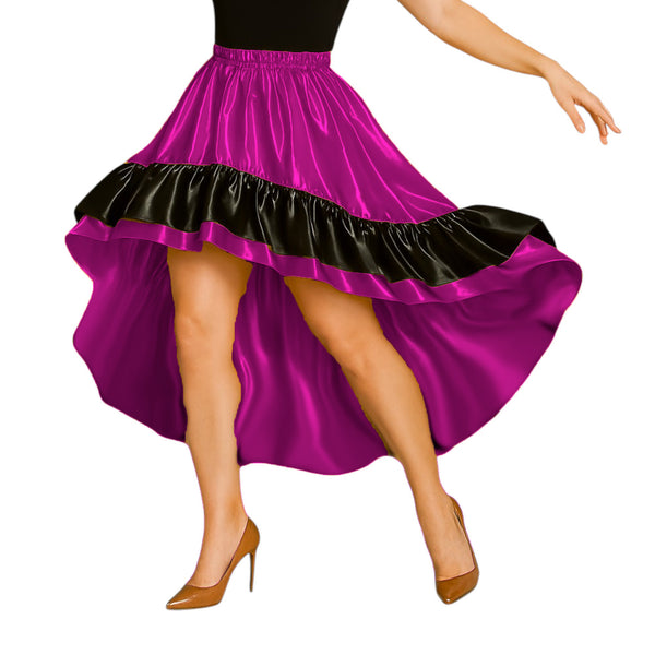 Satin Asymmetrical Dance Skirt Frill | High-Low Flow S-3XL S48