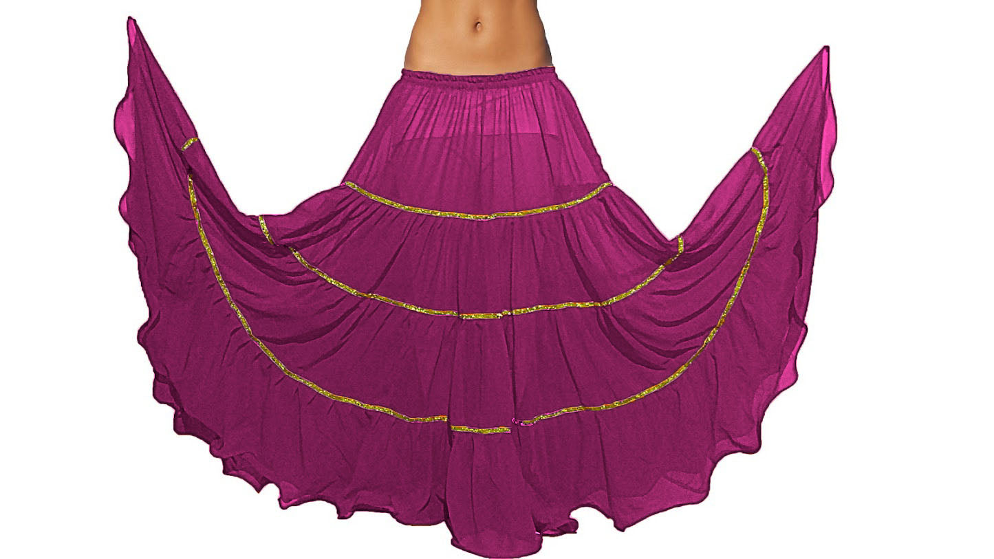 16 Yard 4 Tier Belly Dance Skirt with trim C5 - Regular Size 1