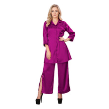 Orange Satin Shirt & Palazzo Set, vibrant satin co-ord.