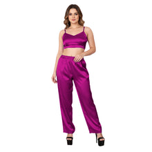 Purple Satin Casual Wear Pant, rich color lounge trousers.